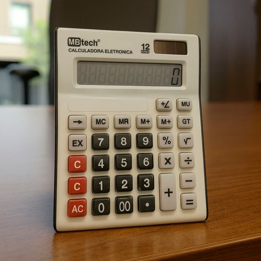 Calculadora Mesa Comercial Escritório Grande 12 Dígitos Viso Grande