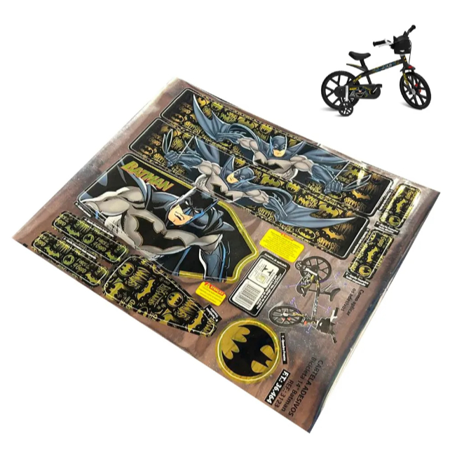 Cartela de Adesivo Bicicleta Batman Aro 14" Etiqueta Colante Adesiva 3123 Bike Bandeirante Original