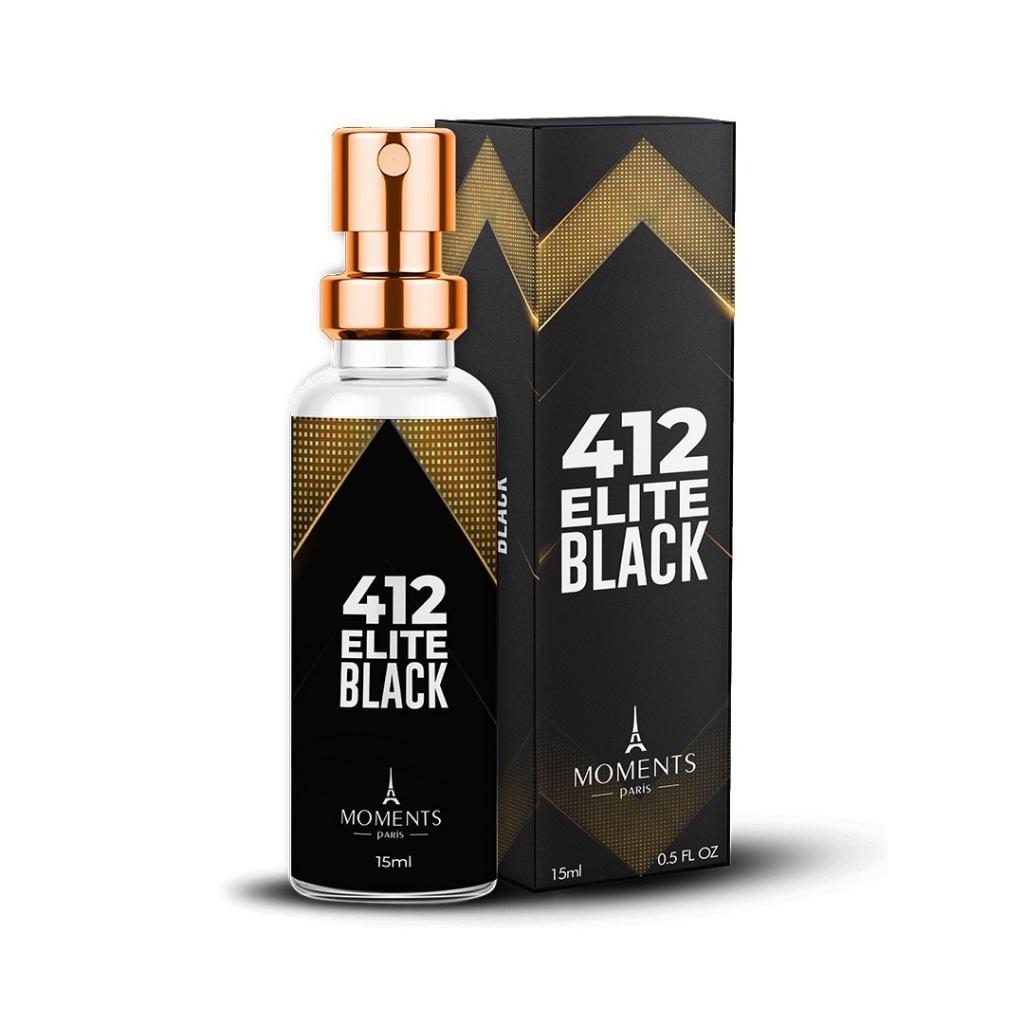 Perfume 412 Elite Black Masculino Parfum 30% Essência Moments Paris