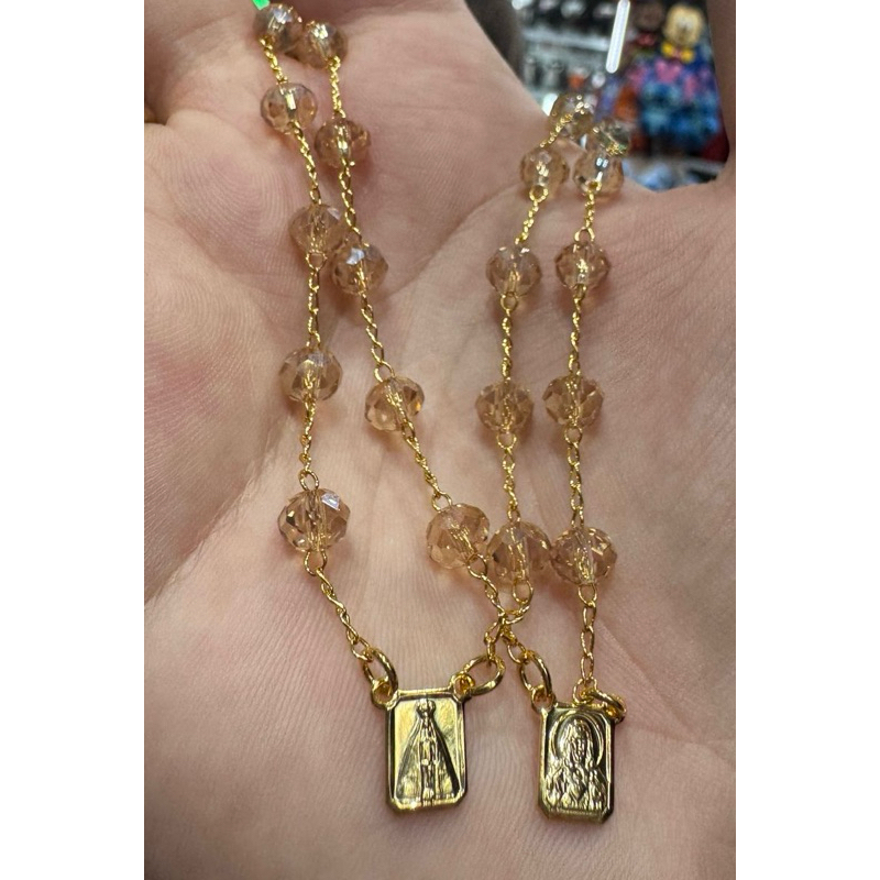 Terço Pulseira De Nossa Senhora Aparecida Escapulário Folheada Escapulario Folheado