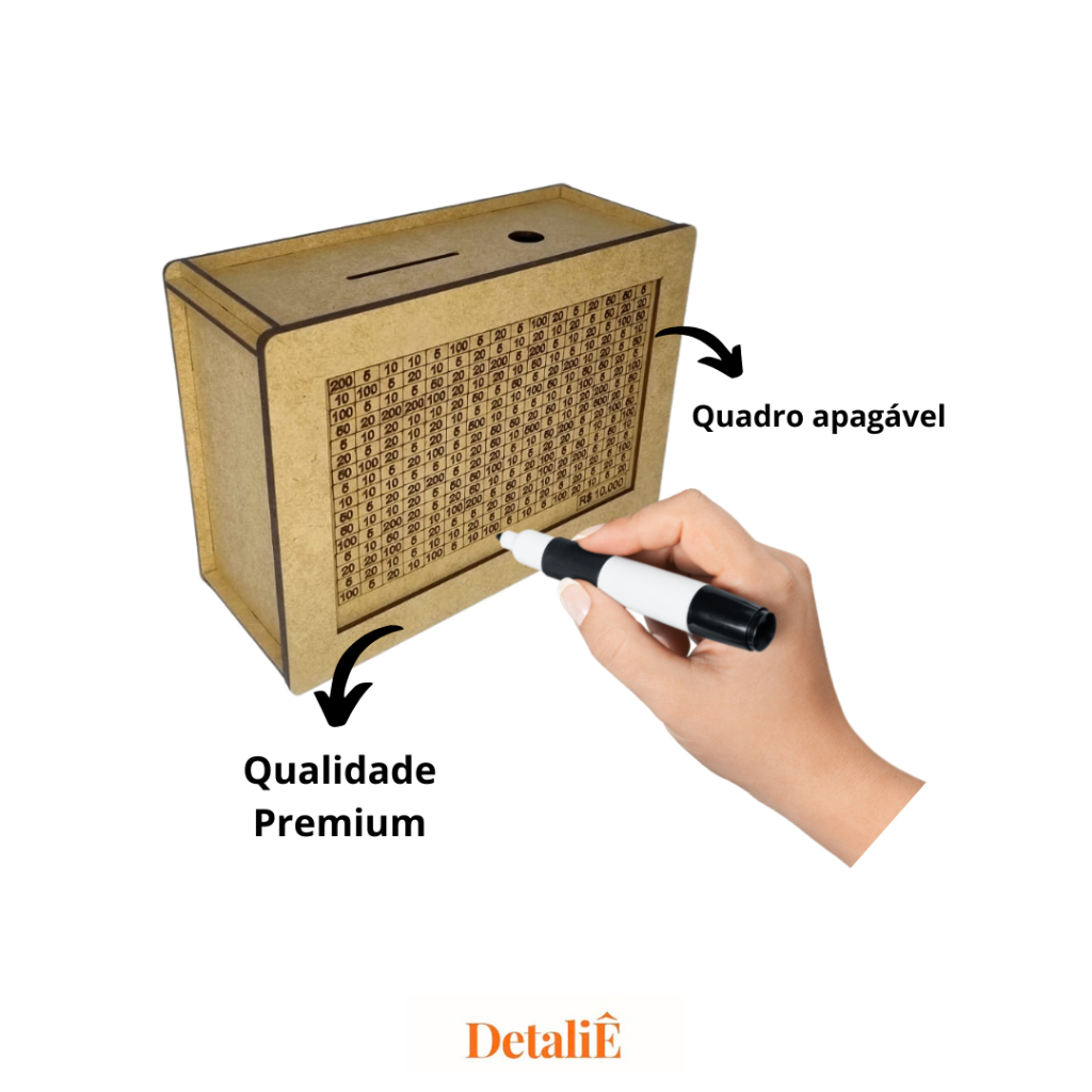 Caixa Mdf De Dinheiro Cofre Desafio 10 Mil Cofrinho Porta Moedas Guardar Dinheiro Woodbox