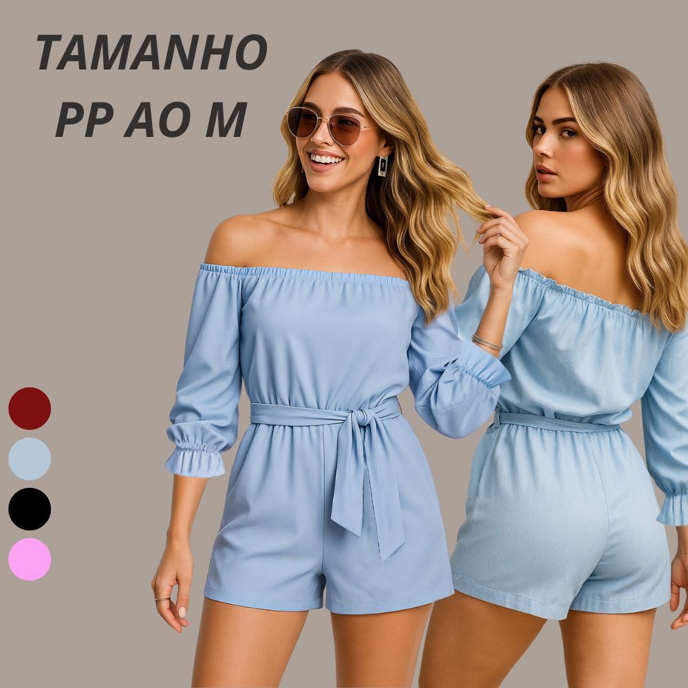 Macaquinho Feminino Ciganinha Alfaiataria Premium Soltinho Tecido Crepe Moda Verão