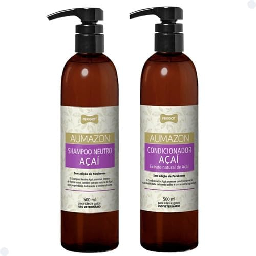 Shampoo Para Cachorro Kit com Shampoo e Condicionador Açai Perigot 500ml Cães e Gatos