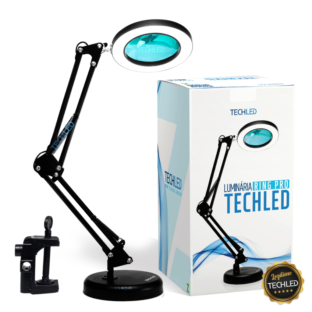 Lupa Estetica Luminaria Ring Light Articulada Bancada 12w Luminaria de Mesa Lives Manicure Profissional