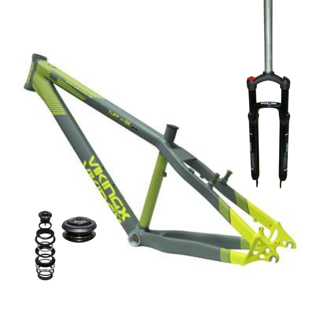 Quadro Aro 26 VikingX T-35 Mountain Bike+Garfo C/Trava Ombro Ajuste Preload+Caixa Direção 1.1/8*44*30