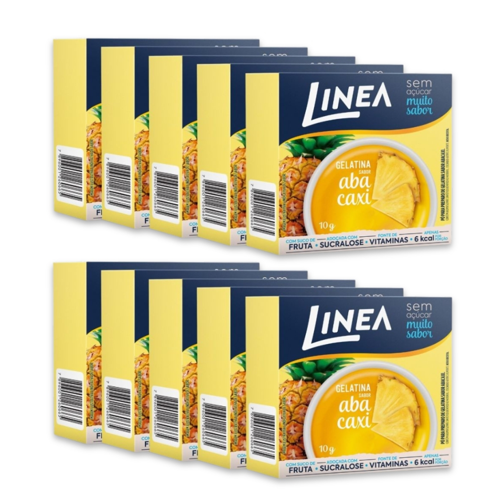 Kit com 10 Gelatinas Em Pó Linea Sabor Abacaxi 10g em Oferta na Shopee