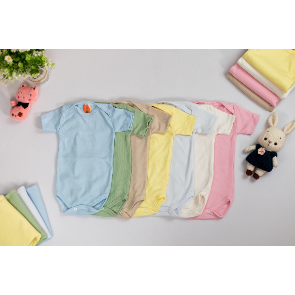 Kit Body Manga Curta Canelado 1,2,3,4 Body Menina Menino Roupa de Bebe Enxoval Maternidade