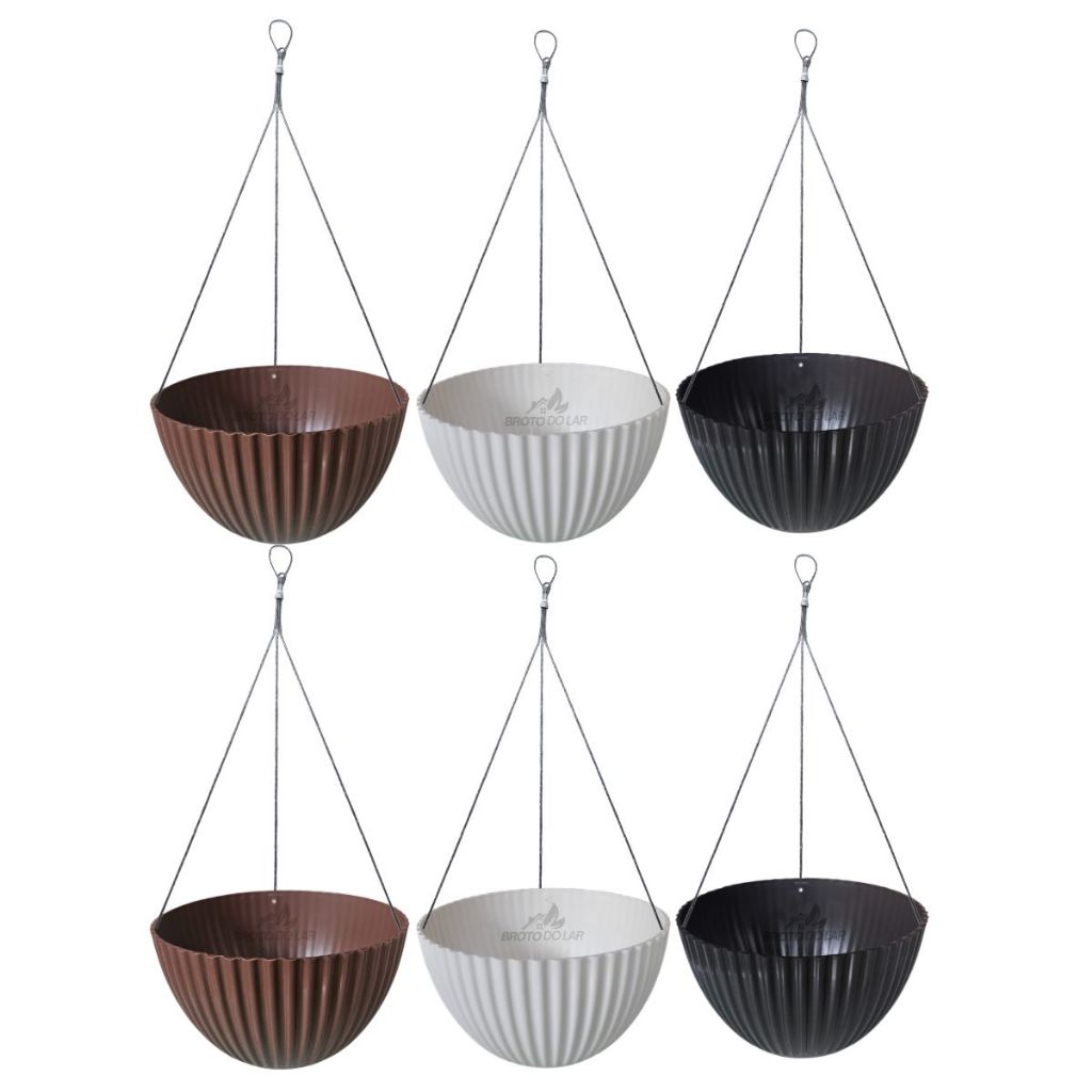 Kit 8 Cachepot Vaso Cuia 3 Litros Tipo A Suspenso + Cabo de Aço Corrente 40cm Pendente Para Vasos e Plantas Decorativo