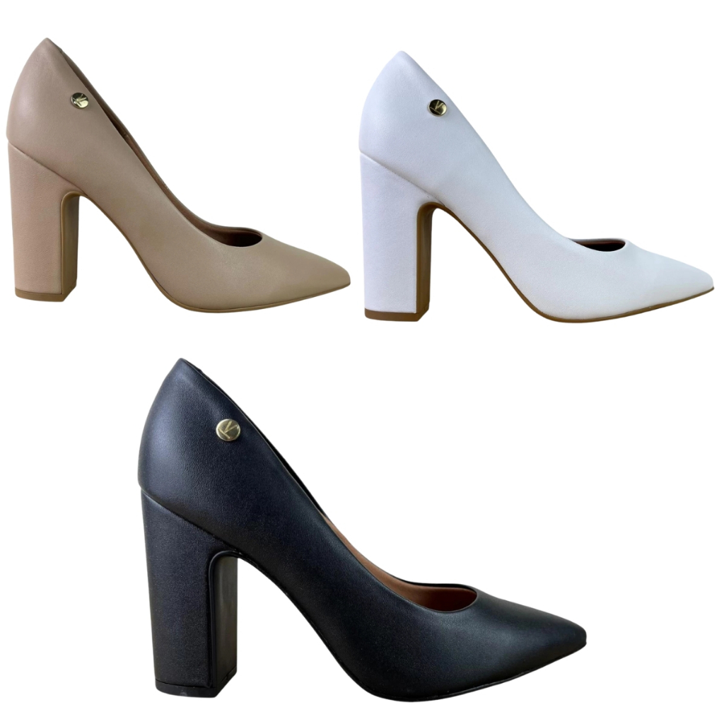 Sapato Scarpin Feminino Vizzano Salto Alto Grosso em Oferta na Shopee