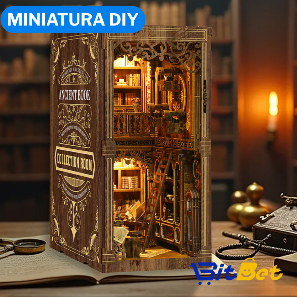 Miniatura 3D Sala de Livros Antigos com LED