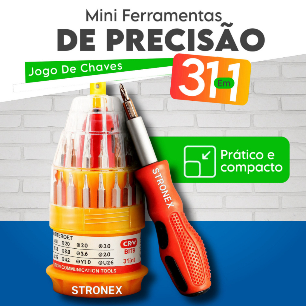 Kit Jogo De Chaves Multiuso 31 Em 1 Mini Ferramentas Maleta Pequena De Chave De Fenda Precisão Portátil Compacto Stronex