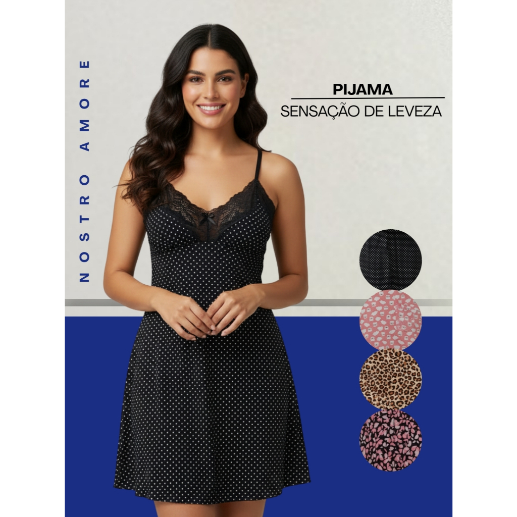 Camisola Feminina Denise Toque Suave com Renda Delicada