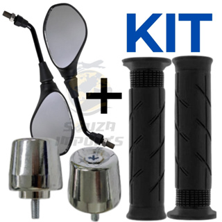 Par Retrovisor Espelho Fixo F800 Rosca Honda Fan + Manopla Vazada Luva 160 Cargo +Par Peso de Guidão em Oferta na Shopee