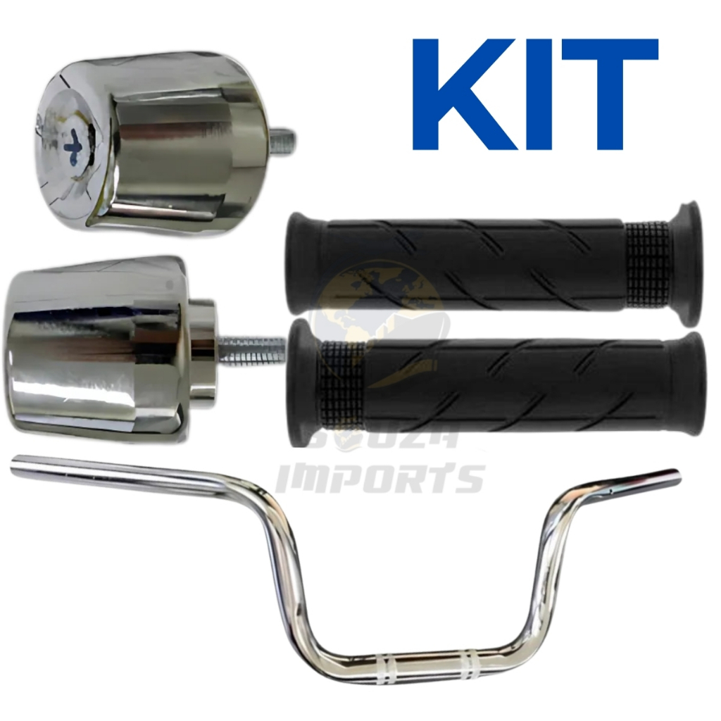 Kit Guidão CG 160 + Manopla Cargo Vazada Universa + Peso Pezinho PCX Cg Fan Start Titan Todas