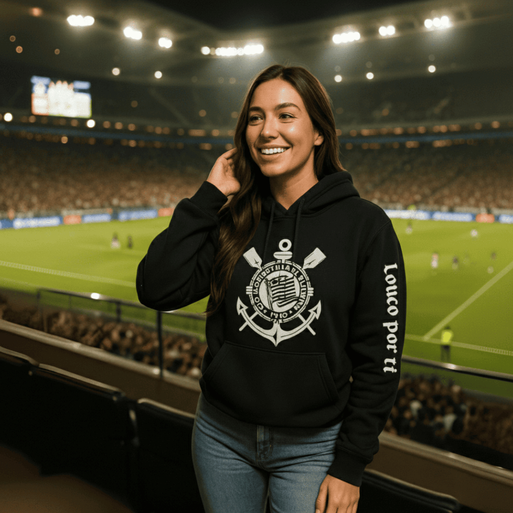 Moletom Feminino Corinthians Blusa de Frio Básica Futebol Torcida Unissex Algodão Premium Quentinho