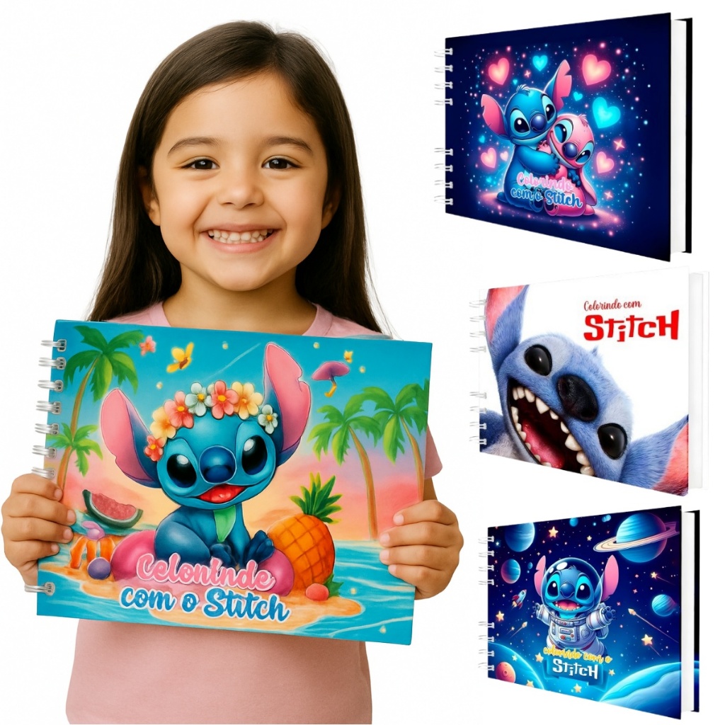 Livro de Colorir Grande Stitch Capa Dura de Desenho Pintura Goods 50 paginas Papel Grosso