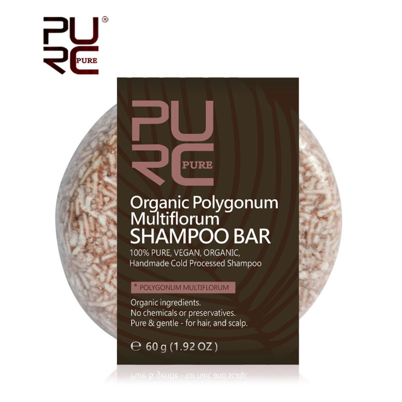 Shampoo Barra PURC Polygonum Multiflorum Revitaliza Cabelo Grisalho 60g - Orgânico Natural Vegano