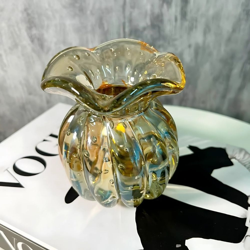 Vaso Murano Italy Cristal Trouxinha Pequena Decoração Luxo Centro De Mesa