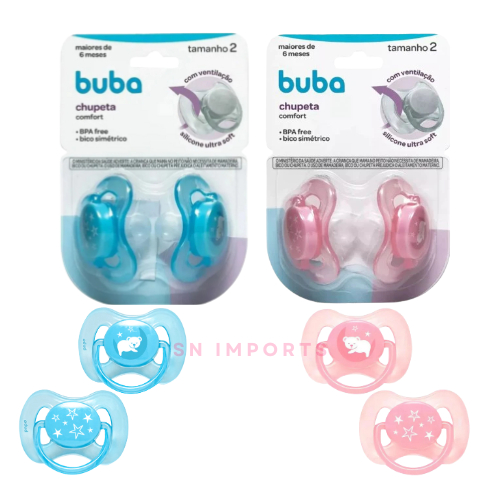 Kit 2 Chupetas Silicone Confort Ultra Soft - Tamanho 2 Buba em Oferta na Shopee