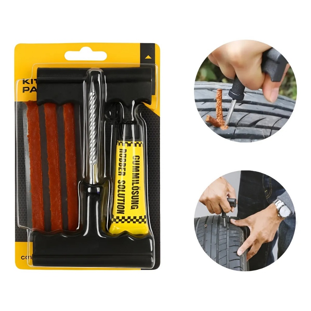 Kit Reparo Pneu Carro Moto Cola Tira Agulha Escariadora Hutz