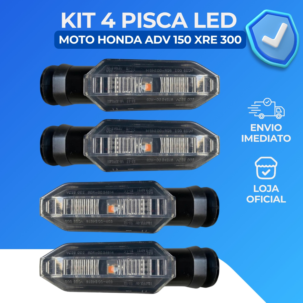 Kit 4 Pisca LED Moto Honda ADV 150 XRE 300 Original Sequencial Alta Visibilidade em Oferta na Shopee