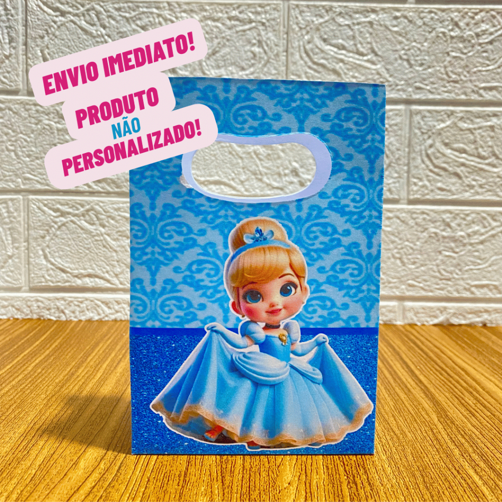 KIT PEGUE E MONTE MINI SACOLINHAS Personalizadas para Festas Mimos Aniversário CINDERELA BABY