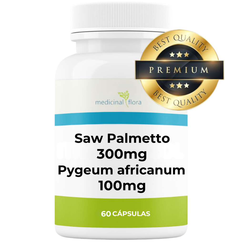 Saw Palmetto 300mg Com Pygeum Africanum 100mg Natural - 60 Cápsulas