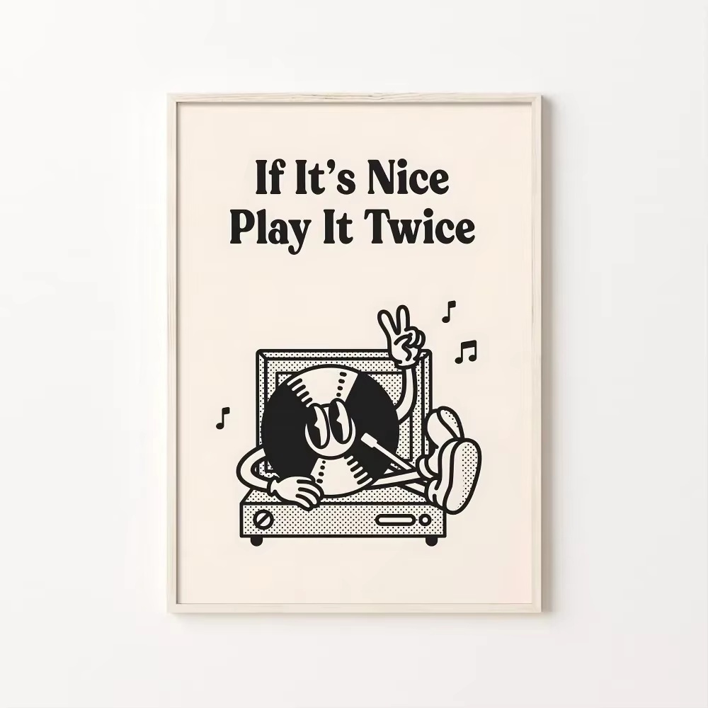 Quadro decorativo Vinil personagem divertido ouvindo música (1 peça)