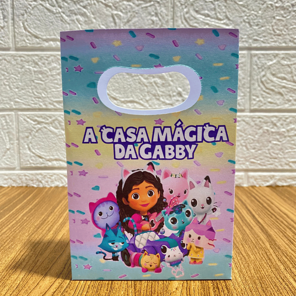 PEGUE E MONTE MINI SACOLINHA PERSONALIZADA para Festas Aniversários Lembrançinhas A CASA MAGICA DA GABBY-ENVIO IMEDIATO!