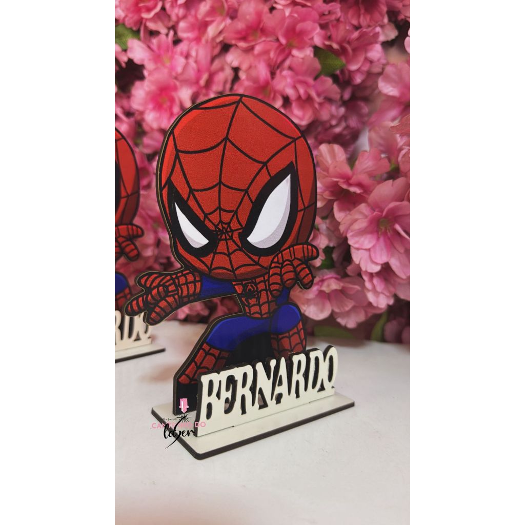 Lembrancinhas Centro de mesa homem aranha Baby Cut Personalizado com nome para aniversário em MDF adesivado