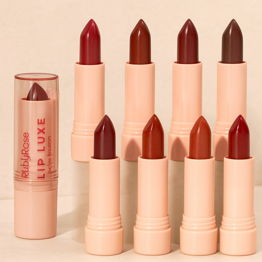 Batom bala Satin Textura Cremoso Lip Luxe RUBY ROSE HB-L6000