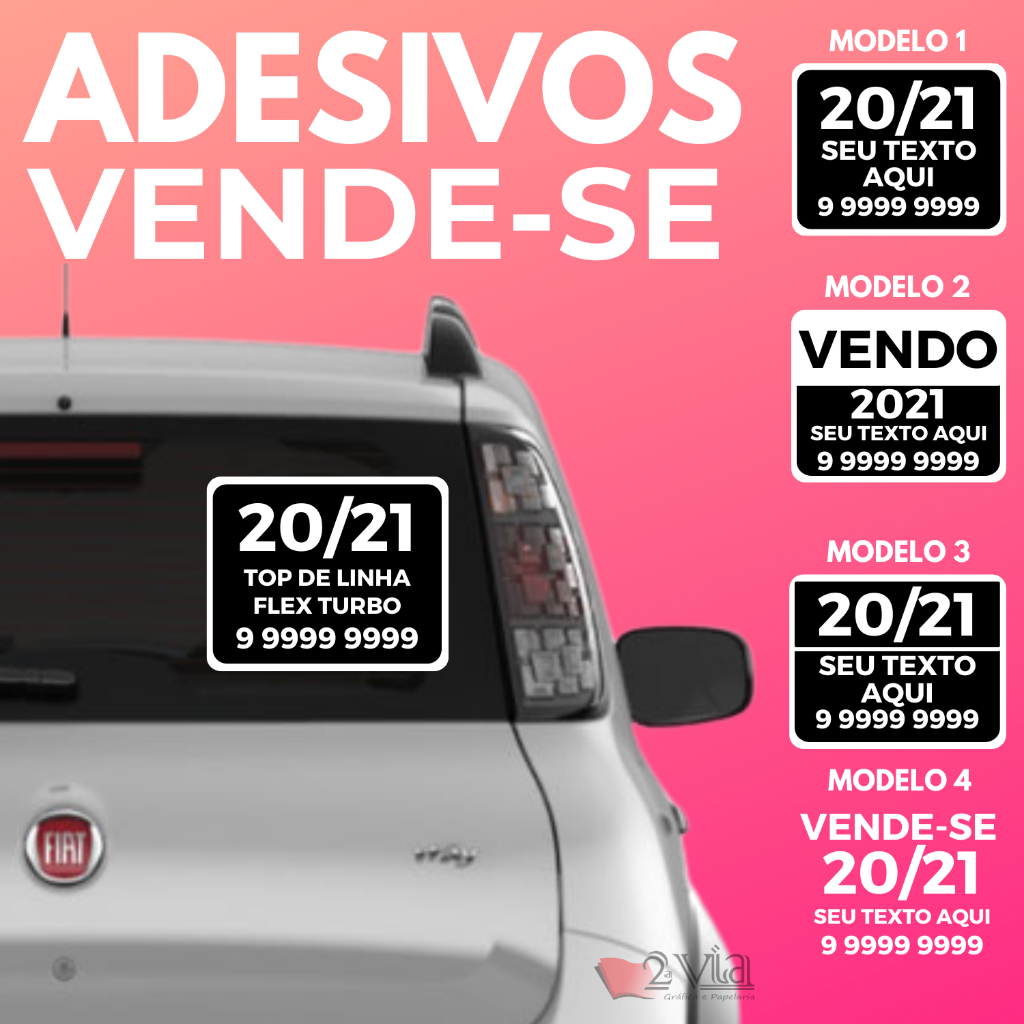 Adesivo Personalizado Vende-se Carro 31x21cm Com Suas Informações em Oferta na Shopee