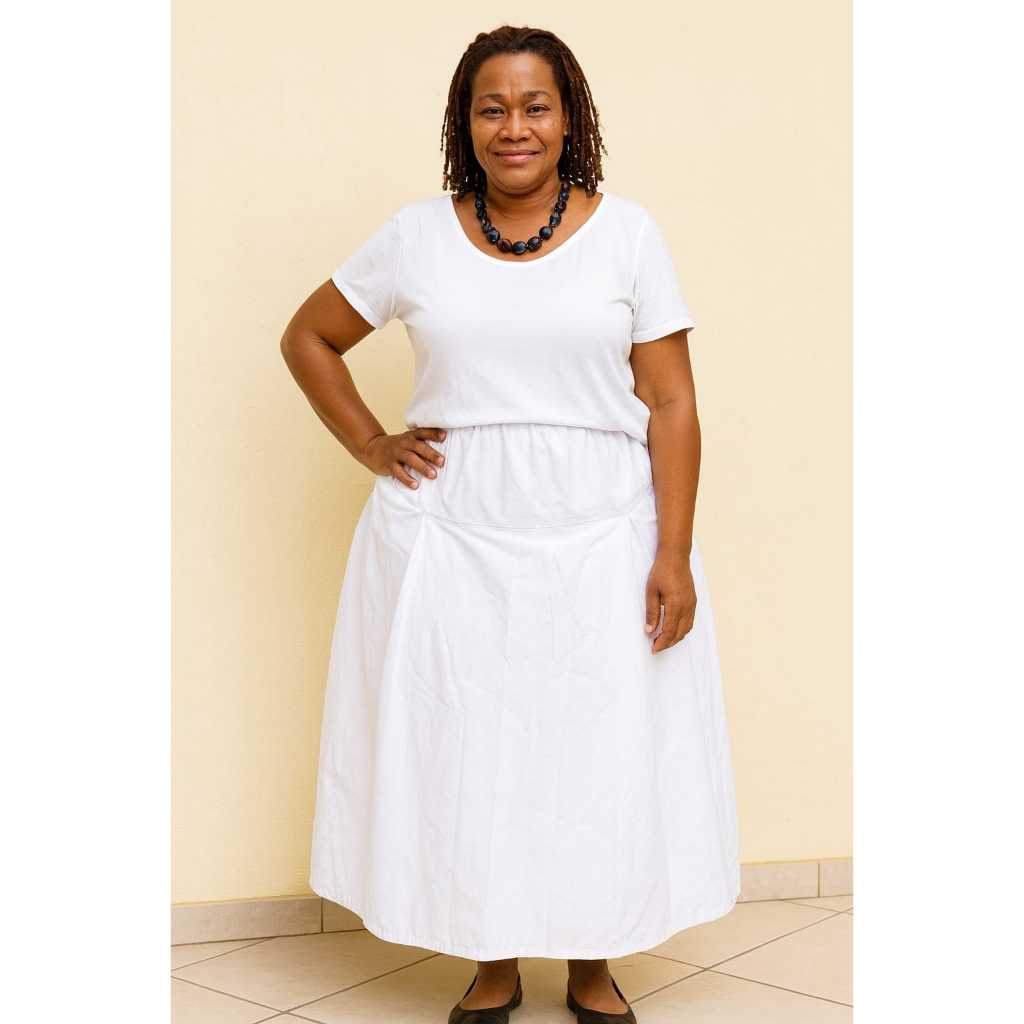 Roupa Feminina 2pçs Umbanda Candomblé Branca Ração