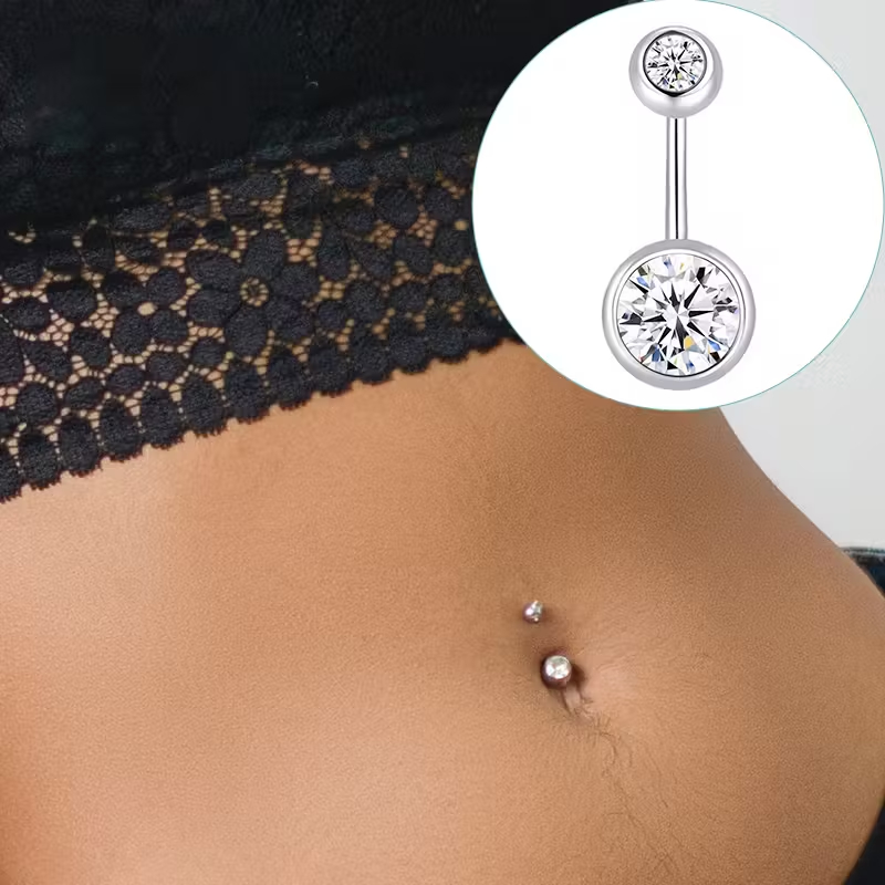 Piercing Umbigo Titânio 2 Zircônias Cristal 316l antialérgico em Oferta na Shopee