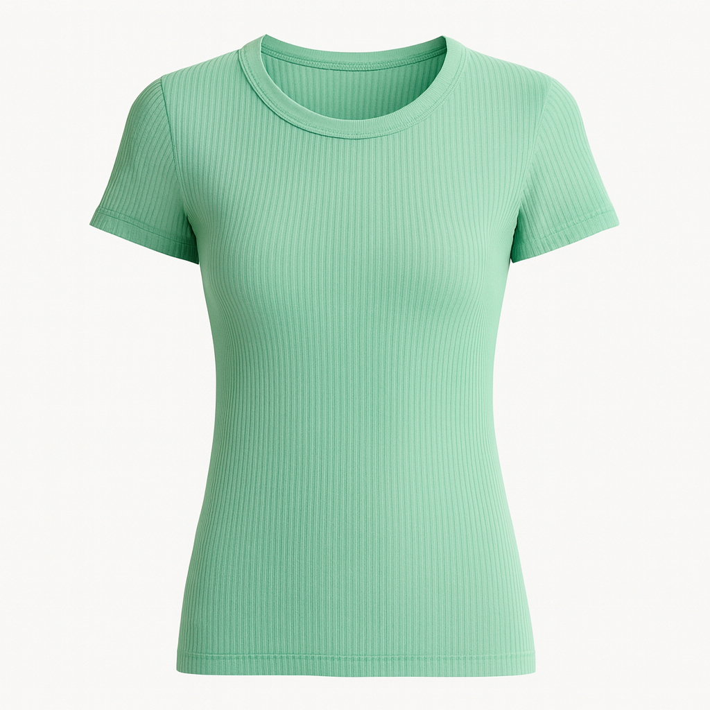 Blusa Feminina Canelada manga curta gola redonda KB361