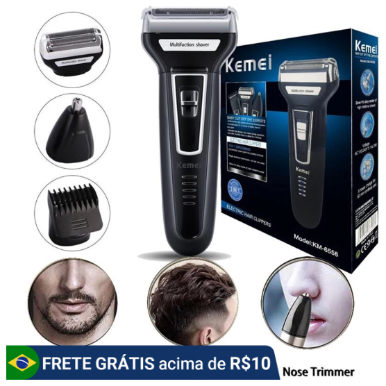 Maquina De Barbear e Aparador Pelos Elétrico 3 Em 1