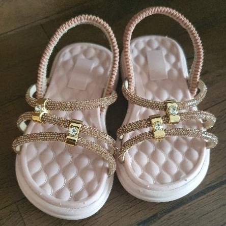 Sandália Infantil Feminina com Strass | Sandália Menina Confortável Festa Dia a Dia 20 ao 27 nude