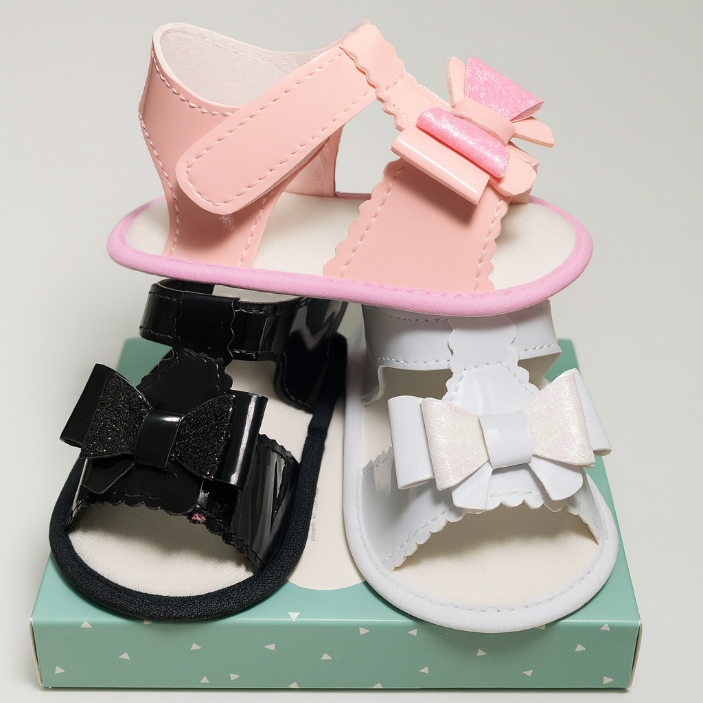 Kit 3 Pares Sandalia Femininas Laço Para Bebê Menina e Reborn