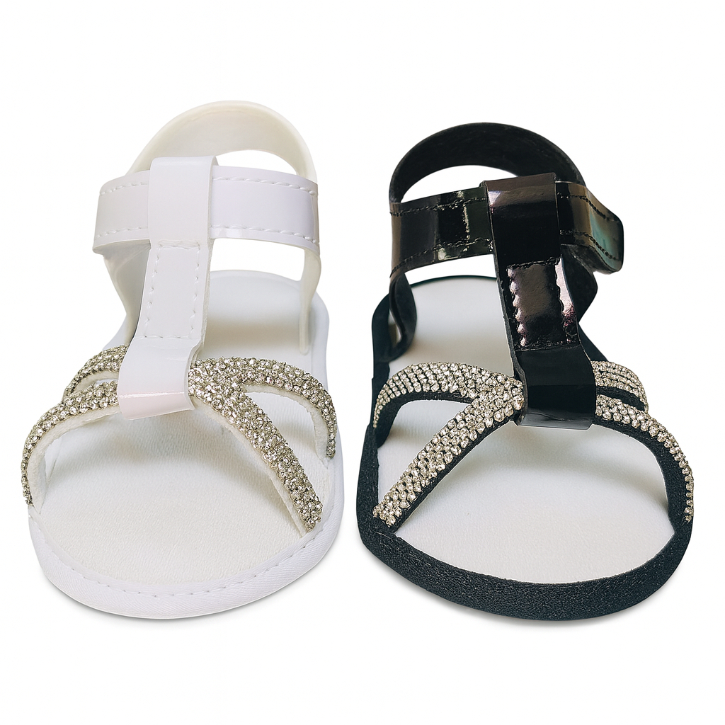 Kit 2 Pares Sandalias Femininas Tiras Em Strass Para Bebê Menina e Reborn em Oferta na Shopee