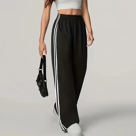 Calça Feminina Malha Confortável com Listras Laterais Estilosa Moda Gringa Tendência em Oferta na Shopee