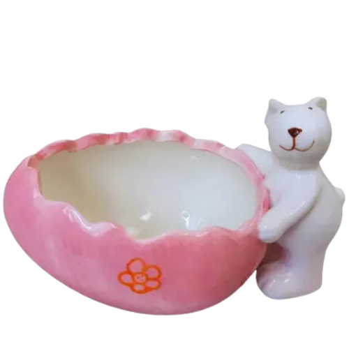 Bowl de Páscoa Ovo Porta Objeto Coelho de Porcelana Decorativo Coelho  de Porcelana 16cm-Mesa Posta de Páscoa