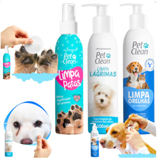 Kit Pet Clean Limpador de Patas Patinhas + Orelhas Ouvidos + Lágrimas Pet Clean para Cachorro e Gato em Oferta na Shopee