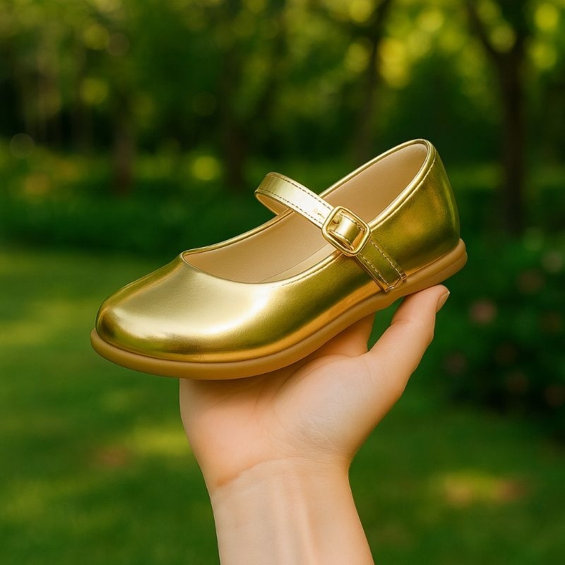 Sapatilha Infantil Feminina Verniz Dourada Confortável e Elegante Fácil de Calçar  16 ao 36 Pronta Entrega