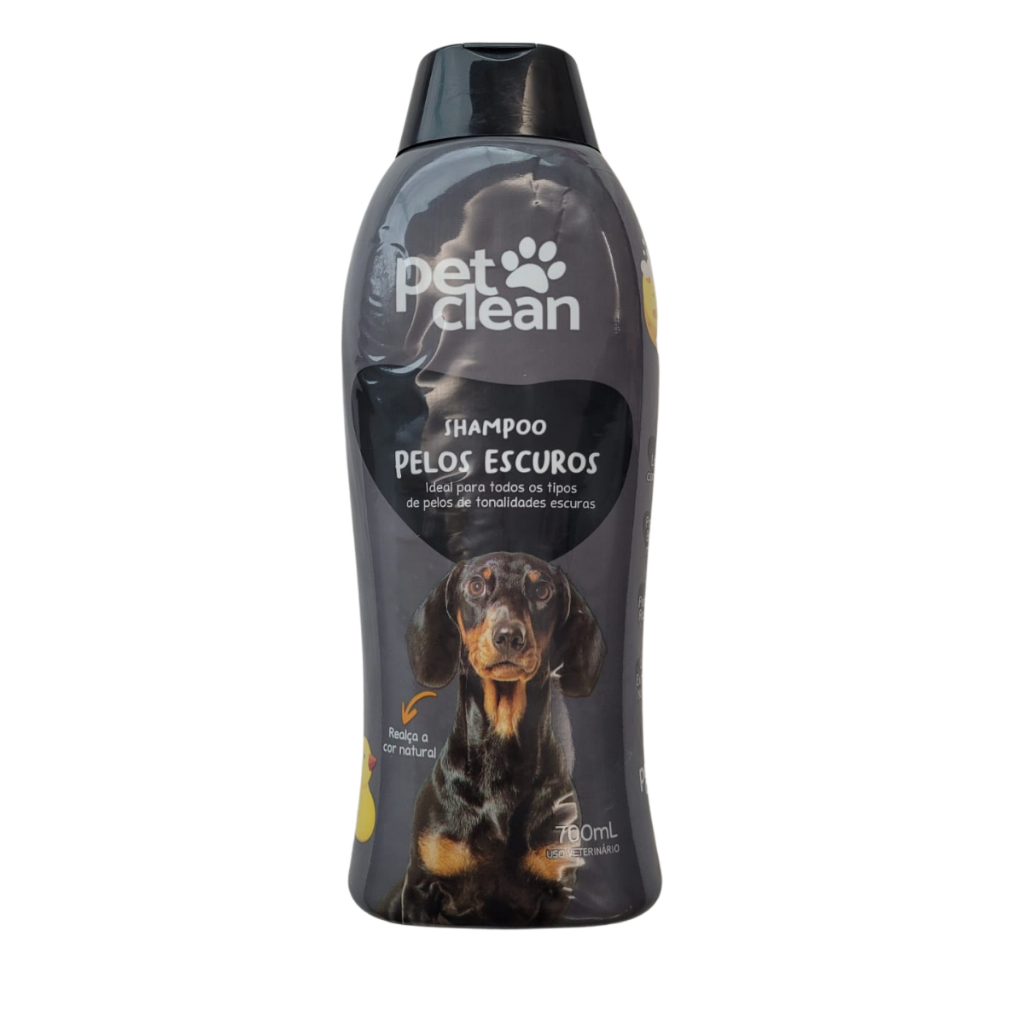 Shampoo Pelos Escuros Pet Clean 700ml Cães Cachorros Pet