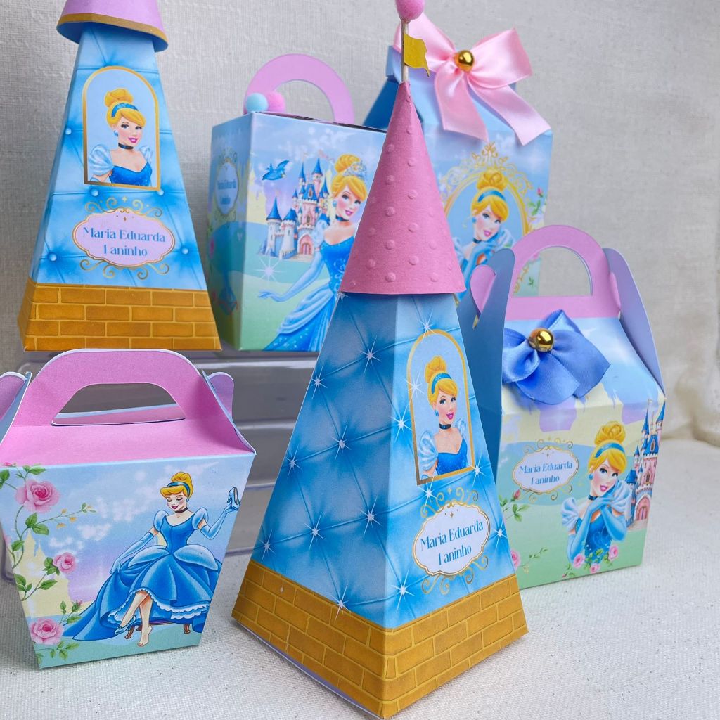 Caixinha personalizada cinderela caixa milk cone maletinha festa infantil princesas cute baby lembrancinha PEGUE E MONTE