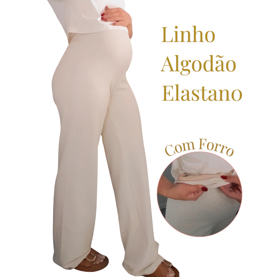 Pantalona feminina  Gestante Algodão, Calça Gestante Confortável, Zero Transparência, Calça Gravida , Linho