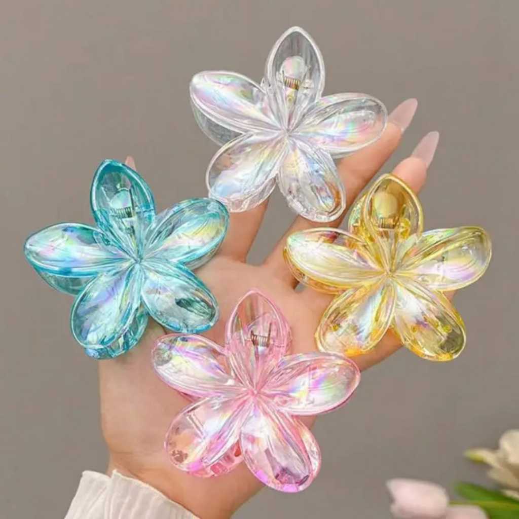 Kit 1/2/3 Peças Piranha de Cabelo Holográfica Transparente Grande Acessório Feminino com Brilho