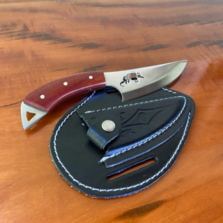 Faca Inox Cabo de Madeira Campeira Skinner Com Bainha de Couro em Oferta na Shopee