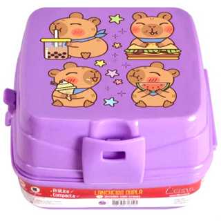 Lancheira Dupla com 4 Divisórias Infantil Safari Capivara e Lanche Marmita Lanche Escolar Marmitinha 400 ml em Oferta na Shopee