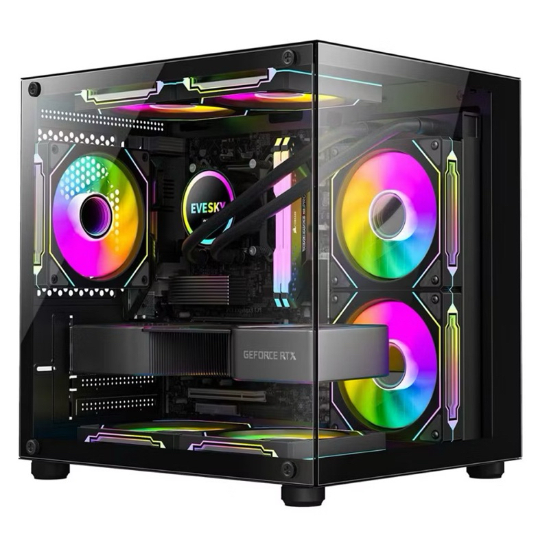 Gabinete Gamer Aquario PRETO Com 4 Fans Inclusas GB1796  Micro-ATX/Mini ITX